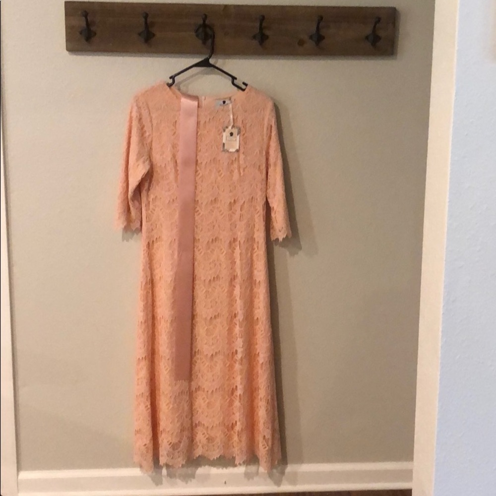 Blush Lace Midi Dress